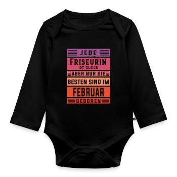 Haarstylist Geburtstag Februar geboren Friseurin - Baby Bio-Langarm-Body - Schwarz - Vorne