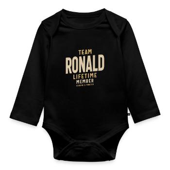 Team Ronald Lifetime Member Personalized Name - Organic Longsleeve Baby Bodysuit - black - Front