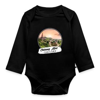 Chiang Mai Thaïlande Souvenirs - Body Bébé bio manches longues - noir - Devant