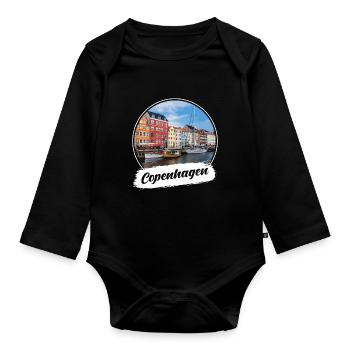 Souvenir de Copenhague - Body Bébé bio manches longues - noir - Devant