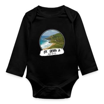 St. Kitts & Nevis Souvenir - Organic Longsleeve Baby Bodysuit - black - Front