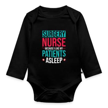 Infirmière chirurgie Chirurgie Infirmière - Body Bébé bio manches longues - noir - Devant