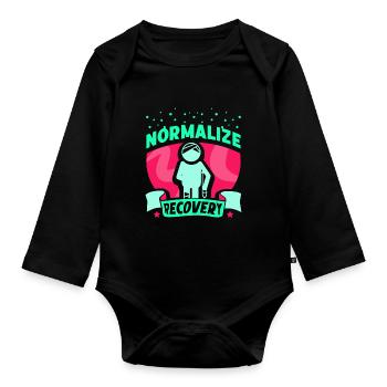 Wiederherstellung Normalisieren Erholung Erholen - Baby Bio-Langarm-Body - Schwarz - Vorne