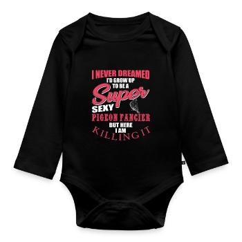 Lustiges Tauben Liebhaber Shirt - Baby Bio-Langarm-Body - Schwarz - Vorne