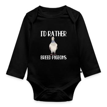 Tauben Züchten Geschenk - Baby Bio-Langarm-Body - Schwarz - Vorne