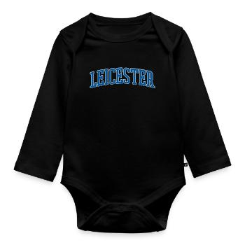 Chemise Leicester Lettering – Motif urbain britannique - Body Bébé bio manches longues - noir - Devant