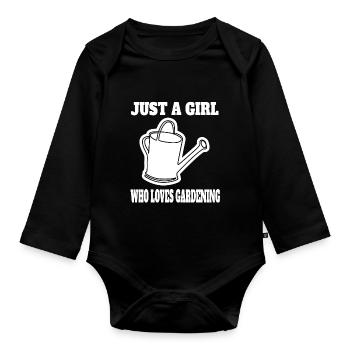 Gardener Girl Garden Orchard Hobby Gardener - Organic Longsleeve Baby Bodysuit - black - Front