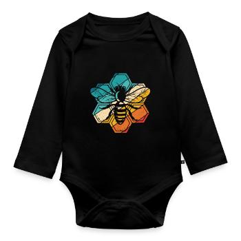 Vintage Imker Retro Imkerei Bienen Bienenzüchter I - Baby Bio-Langarm-Body - Schwarz - Vorne