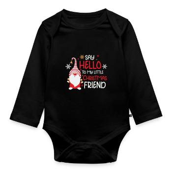 Jardin de Noël Gnomes Gnome Lover Drôle Gnome - Body Bébé bio manches longues - noir - Devant