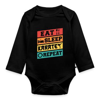 Karate Black Belt Gi Uniform Eat - Baby Bio-Langarm-Body - Schwarz - Vorne