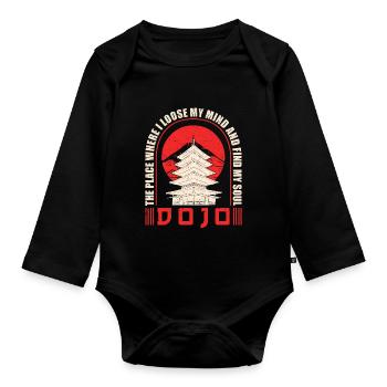 Karate Black Belt Gi Uniform - Baby Bio-Langarm-Body - Schwarz - Vorne