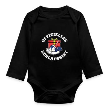Chemise de couchage officielle Noël - Body Bébé bio manches longues - noir - Devant