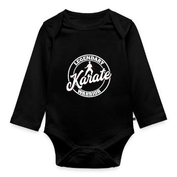 Karate Black Belt Gi Uniform - Baby Bio-Langarm-Body - Schwarz - Vorne