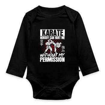 Karate Black Belt Gi Uniform - Baby Bio-Langarm-Body - Schwarz - Vorne