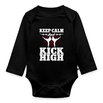 Karate Black Belt Gi Uniform Keep - Baby Bio-Langarm-Body - Schwarz - Vorne