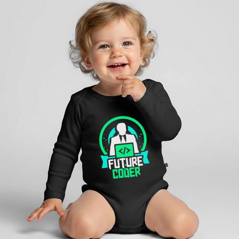Zukünftiger Coder Coding Programmierer Code Baby Bio-Langarm-Body