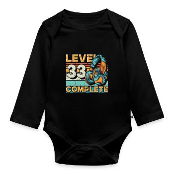 Gaming Birthday Level 33 Complete pour les joueurs. - Body Bébé bio manches longues - noir - Devant
