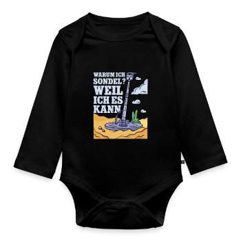 Sondeln Sondel Metalldetektor Schatzsuche - Baby Bio-Langarm-Body - Schwarz - Vorne