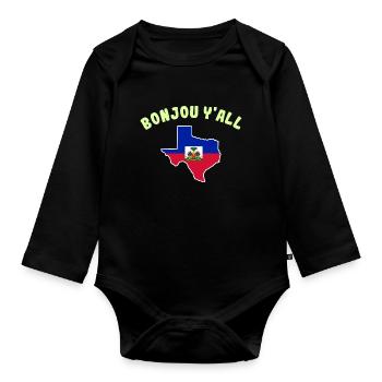 Haitianisch-texanisches Design für Einwanderer - Baby Bio-Langarm-Body - Schwarz - Vorne