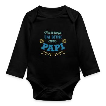 J'ai Bêtise Avec Papi Cadeau Annonce Grossesse - Body Bébé bio manches longues - noir - Devant