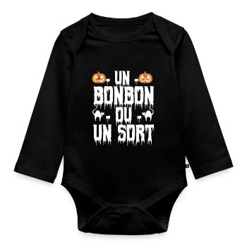 un bonbon ou un sort - Body Bébé bio manches longues - noir - Devant