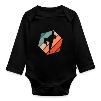 Karate Black Belt Gi Uniform - Baby Bio-Langarm-Body - Schwarz - Vorne
