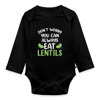 Ne vous inquiétez pas Les lentilles pouvez-vous toujours manger lentille - Body Bébé bio manches longues - noir - Devant