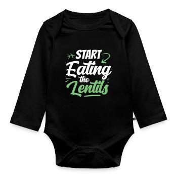 Start The Lentils To Eat Lentil Soup Lentil Lens - Organic Longsleeve Baby Bodysuit - black - Front