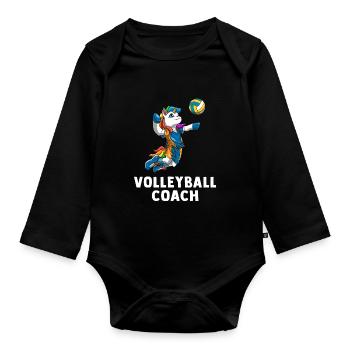 Volleyballtrainer Einhorn - Niedliche - Baby Bio-Langarm-Body - Schwarz - Vorne