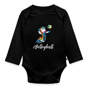 Volleyball Einhorn - Liebe Volleyball - Baby Bio-Langarm-Body - Schwarz - Vorne