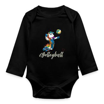 Liebe Volleyball Mädchen Junge- Niedliches - Baby Bio-Langarm-Body - Schwarz - Vorne