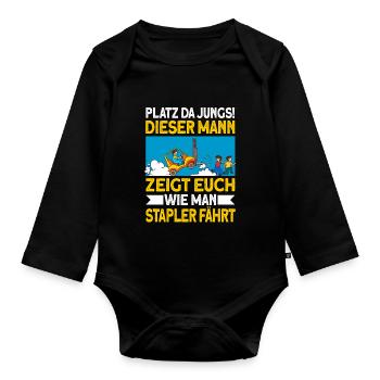 staplerfahrer Stapler Geschenk Gabelstapler Spruch - Baby Bio-Langarm-Body - Schwarz - Vorne