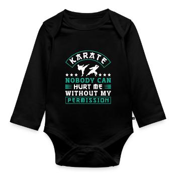 Karate Black Belt Gi Uniform - Baby Bio-Langarm-Body - Schwarz - Vorne