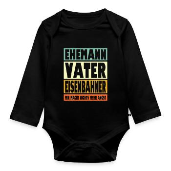 Eisenbahner Vater Ehemann Held - Baby Bio-Langarm-Body - Schwarz - Vorne