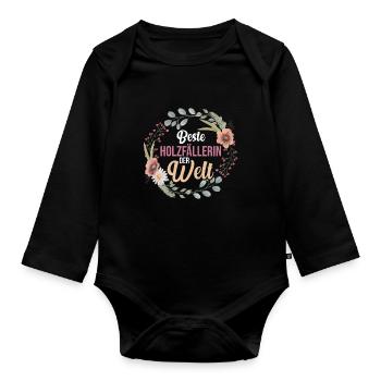 Waldarbeiter Förster Waldarbeit Holzfäller - Baby Bio-Langarm-Body - Schwarz - Vorne