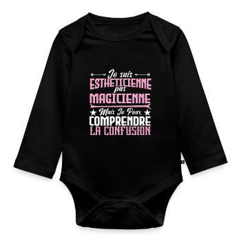 Je suis Esthéticienne, pas Magicienne - Body Bébé bio manches longues - noir - Devant