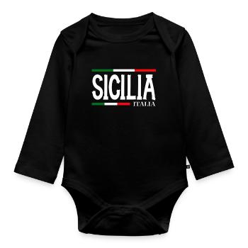 Sizilien flagge Sizilien Palermo Italien - Baby Bio-Langarm-Body - Schwarz - Vorne