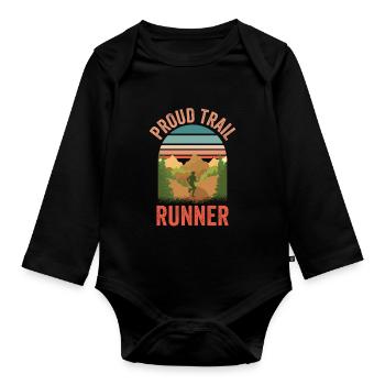 Fière course de trail runner trail running - Body Bébé bio manches longues - noir - Devant