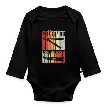 Friseure geöffnet geschlossen witziges Friseur Ges - Baby Bio-Langarm-Body - Schwarz - Vorne