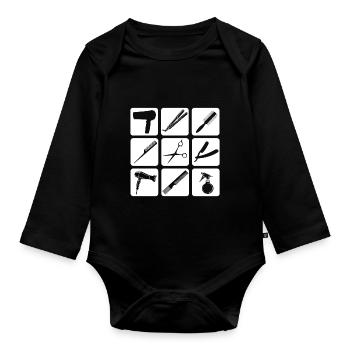Friseur Vintage Friseur Retro Geschenk Barber Desi - Baby Bio-Langarm-Body - Schwarz - Vorne