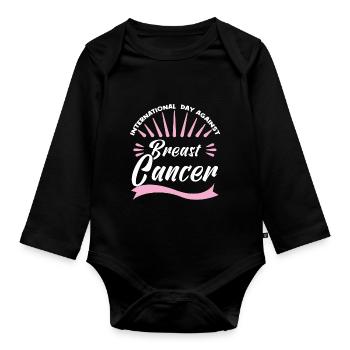 Cancer Du Sein Octobre Rose. - Body Bébé bio manches longues - noir - Devant