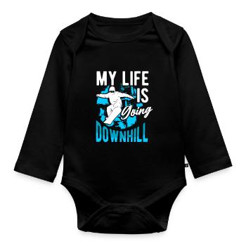 Ski Snowboard Snowboarding - Organic Longsleeve Baby Bodysuit - black - Front