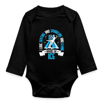 Schlittschuhlaufen Schlittschuhläufer - Baby Bio-Langarm-Body - Schwarz - Vorne
