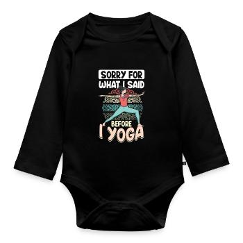 Méditation Zen Mindfulness Spirituelle Yogi - Body Bébé bio manches longues - noir - Devant