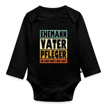 Pfleger Vater Ehemann Held - Baby Bio-Langarm-Body - Schwarz - Vorne