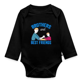 Brüder Und Beste Freunde Bruder Freund Team - Baby Bio-Langarm-Body - Schwarz - Vorne