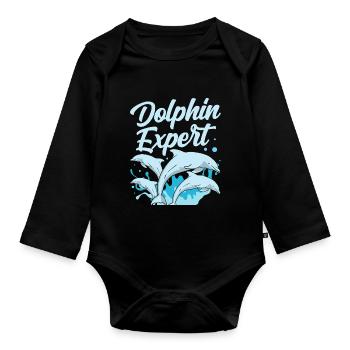 Dolphin Expert Dolphins Dolphins Dolphin Lovers - Organic Longsleeve Baby Bodysuit - black - Front