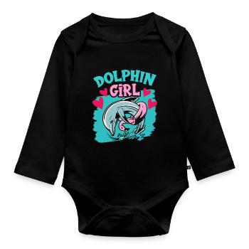 Dolphin Girl Dolphin Lover Dolphins Dolphins - Organic Longsleeve Baby Bodysuit - black - Front