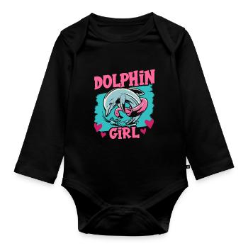 Dolphin Girls Dolphin Dolphins Dolphin Lovers - Organic Longsleeve Baby Bodysuit - black - Front