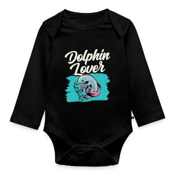 Dolphin Lover Dolphin Dolphins Dolphins - Organic Longsleeve Baby Bodysuit - black - Front
